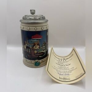 Vintage Poker Dogs Beer Stein “A Friend in Need” Longton Crown Tankard w/ COA